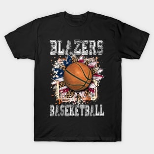 American Flag Personalized Blazers Proud Name Basketball T-Shirt